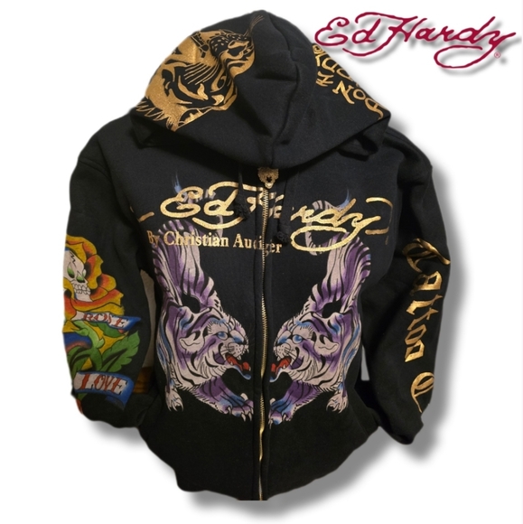 🔥SzL Incredibly RARE Ed Hardy Christian Audigier Zip-Up Hoodie - Picture 9 of 17